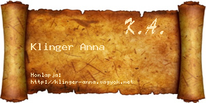 Klinger Anna névjegykártya