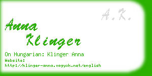 anna klinger business card